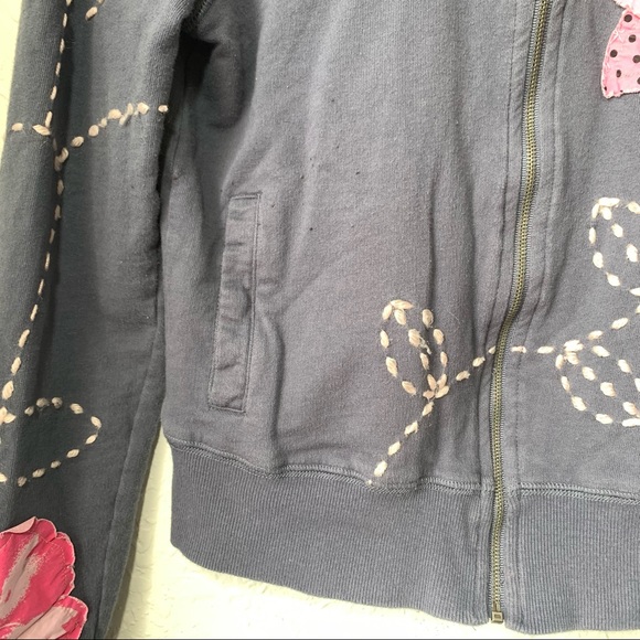 Guess Vintage Grey Floral High Neck Zip Up Sweater - Picture 4 of 6